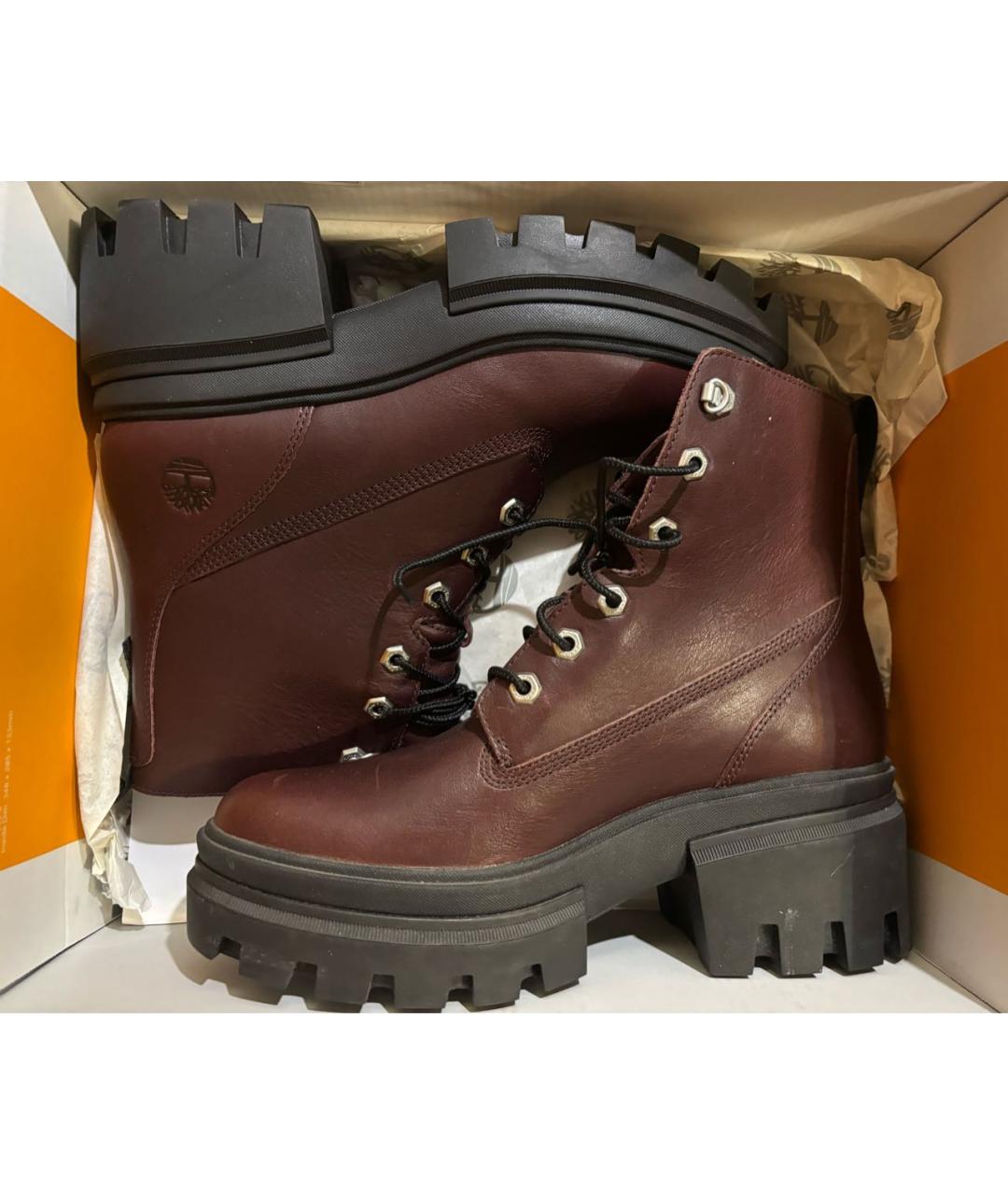 TIMBERLAND Бордовые кожаные ботинки, фото 6