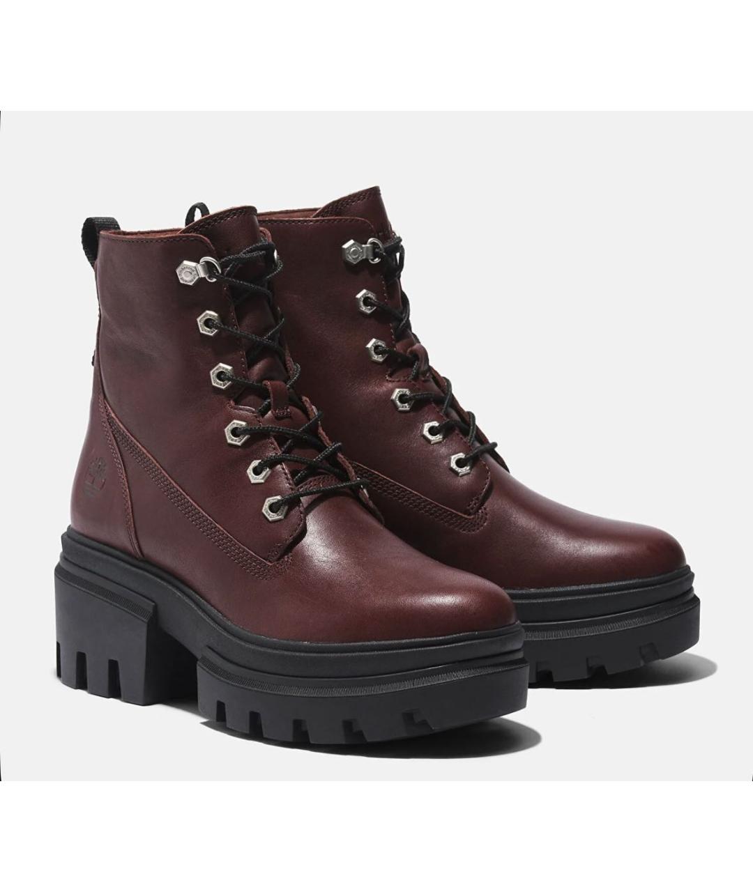 TIMBERLAND Бордовые кожаные ботинки, фото 2