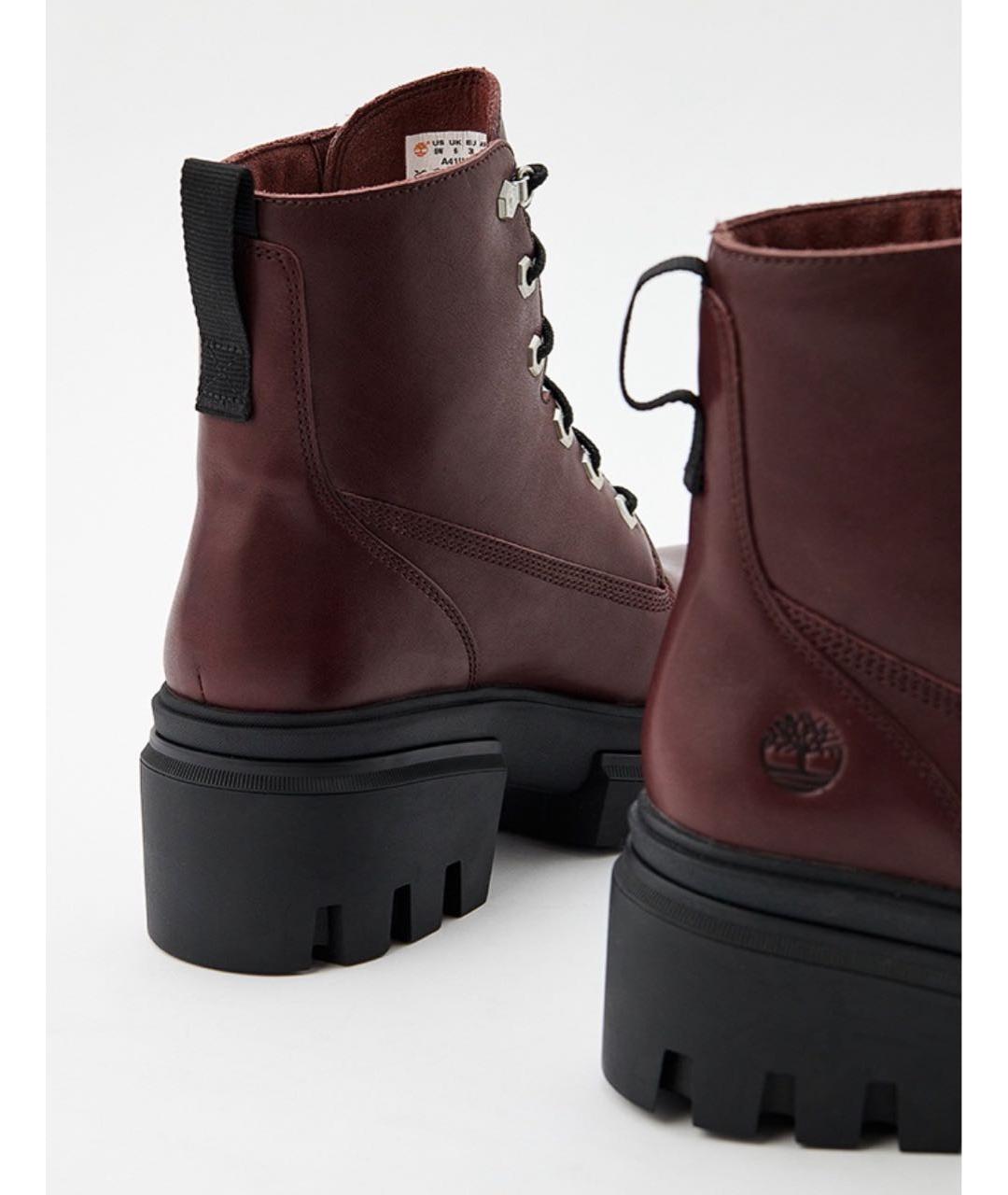 TIMBERLAND Бордовые кожаные ботинки, фото 4