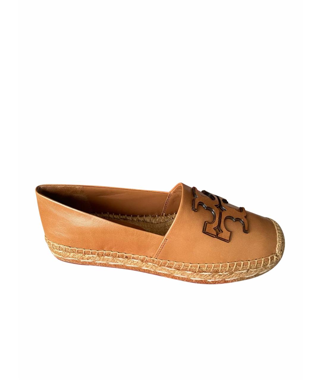 TORY BURCH Коричневые кожаные эспадрильи, фото 1