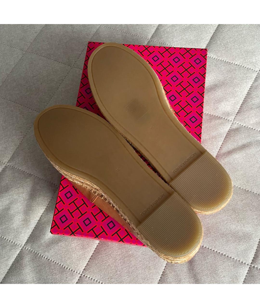 TORY BURCH Коричневые кожаные эспадрильи, фото 7