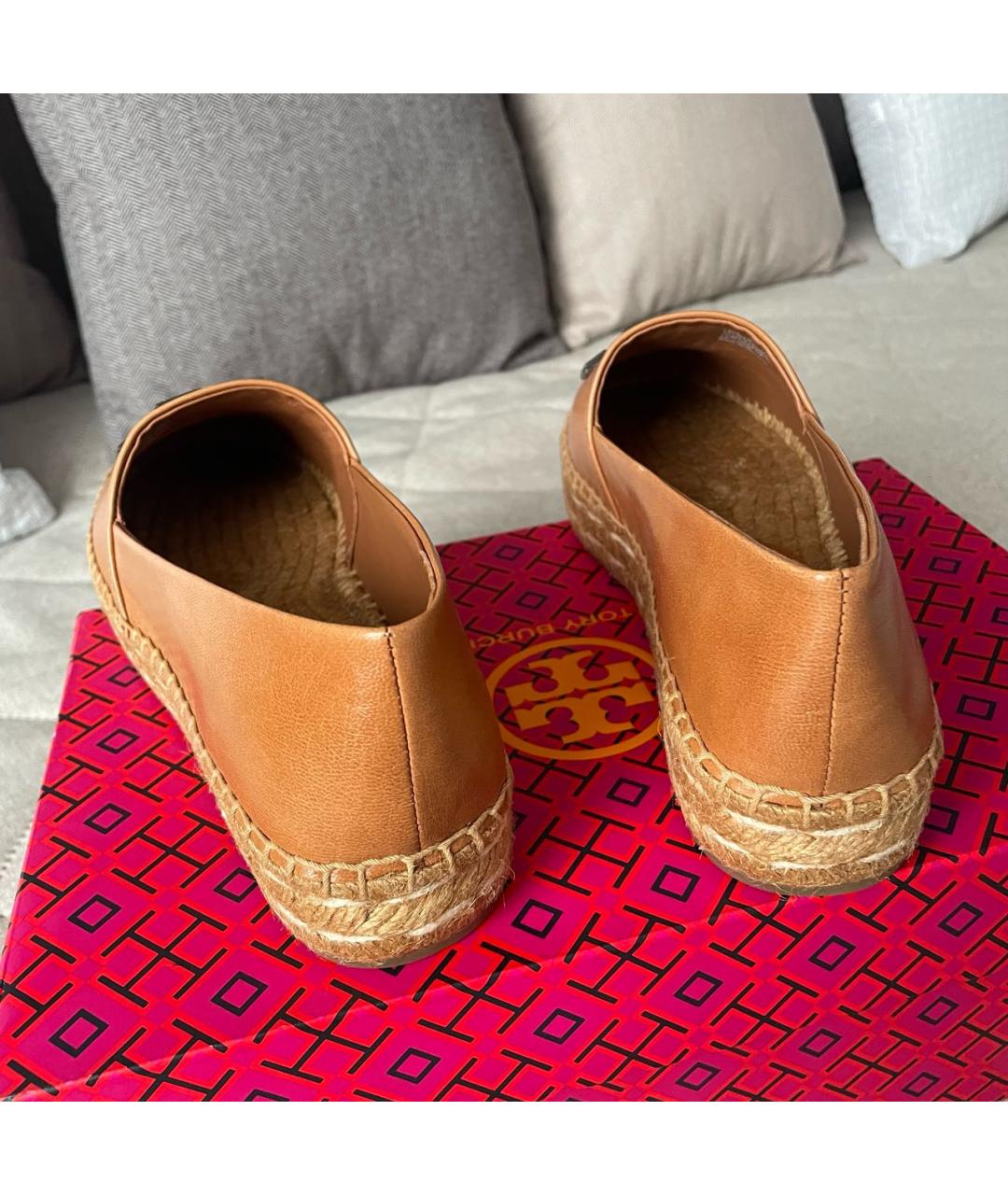 TORY BURCH Коричневые кожаные эспадрильи, фото 4