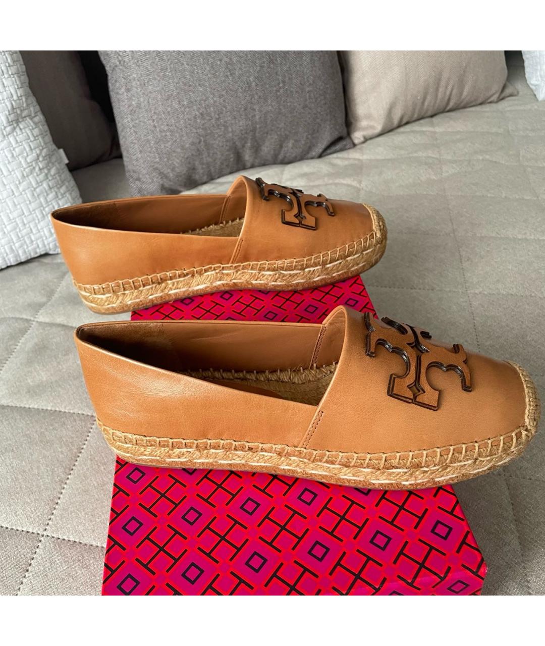 TORY BURCH Коричневые кожаные эспадрильи, фото 9
