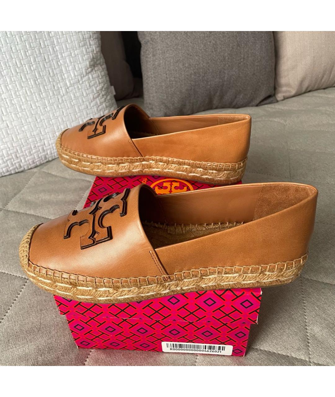TORY BURCH Коричневые кожаные эспадрильи, фото 5