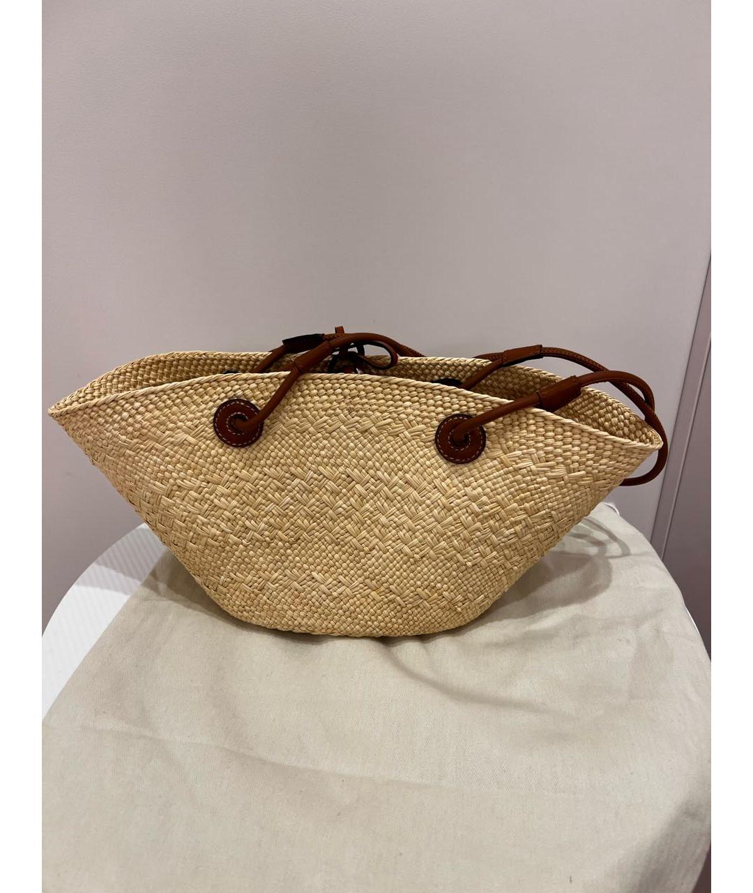 LOEWE Бежевая пелетеная пляжная сумка, фото 2