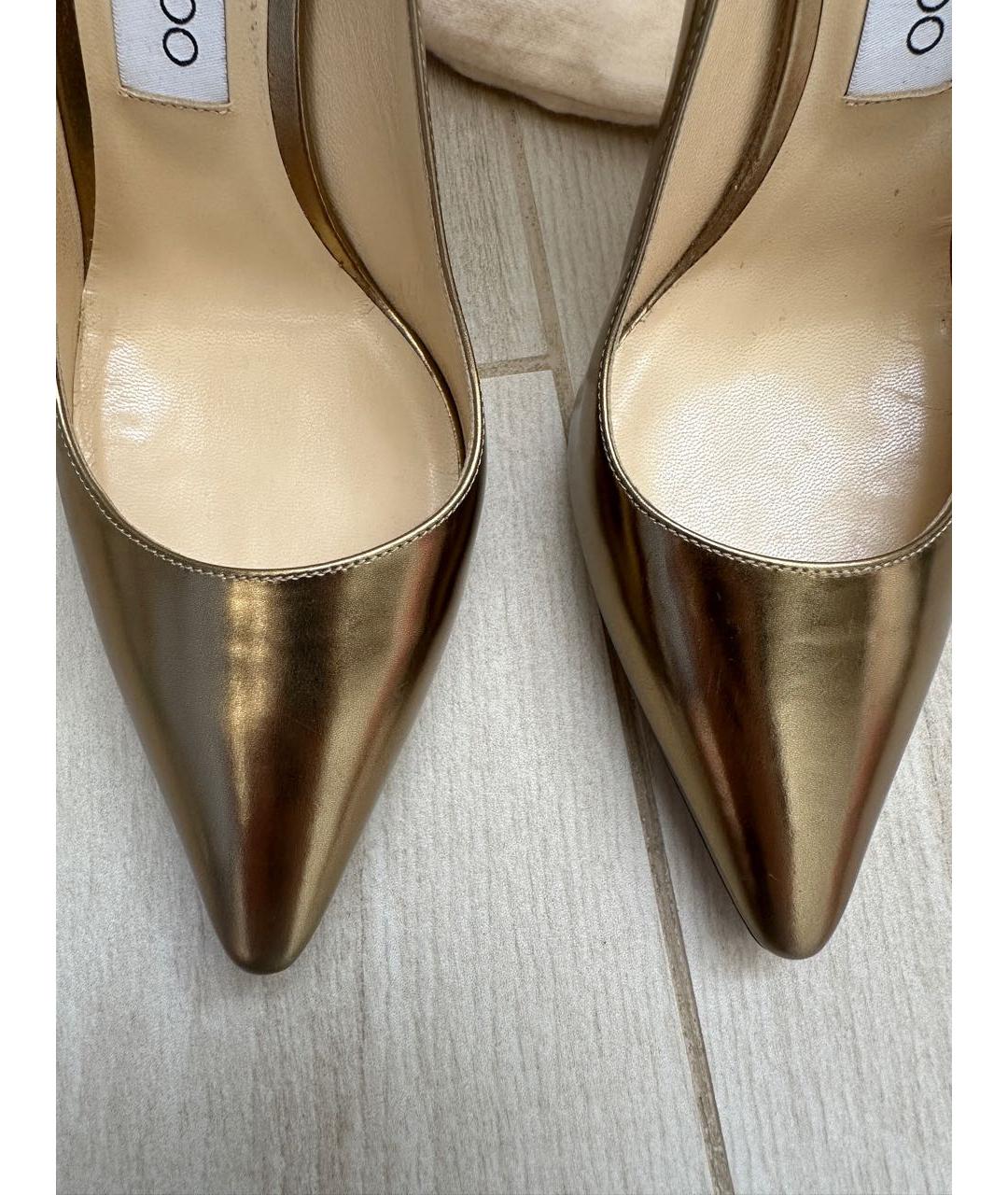 JIMMY CHOO Золотые кожаные туфли, фото 4