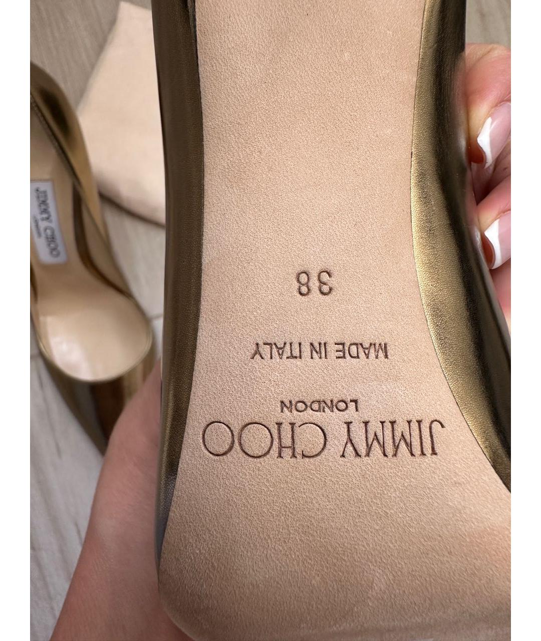 JIMMY CHOO Золотые кожаные туфли, фото 5