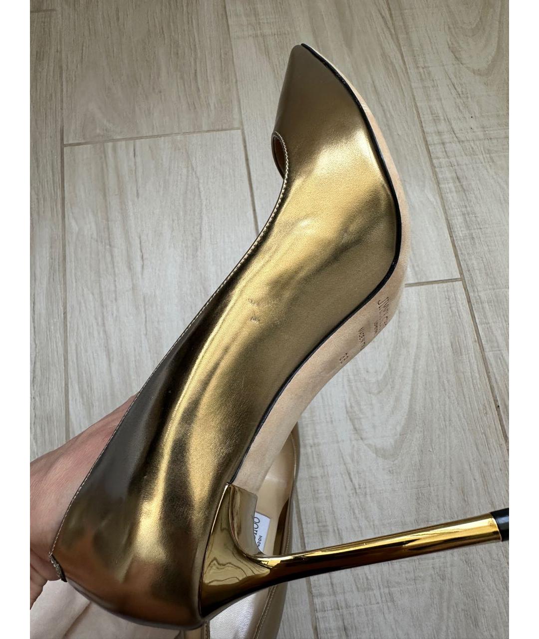 JIMMY CHOO Золотые кожаные туфли, фото 8