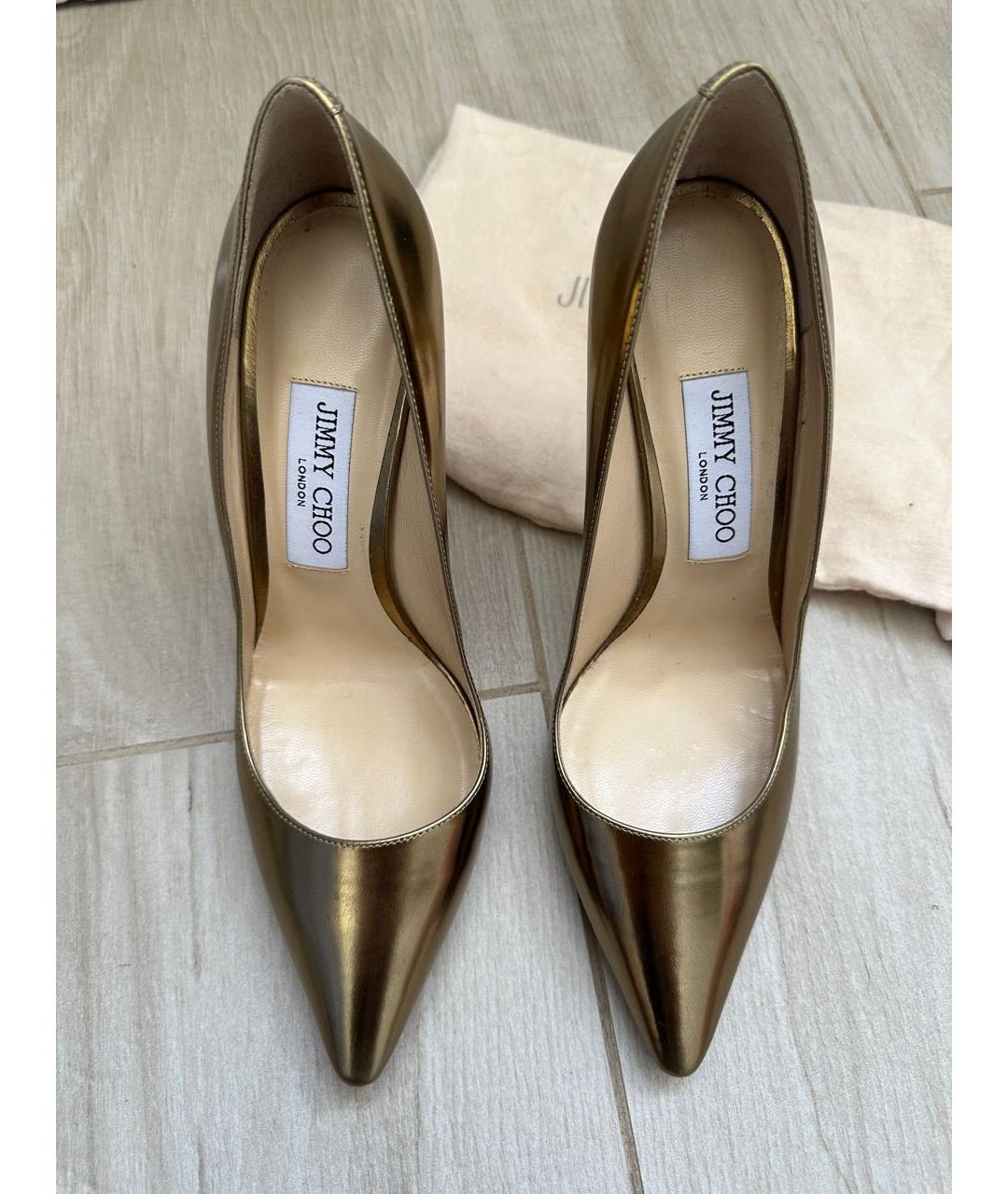 JIMMY CHOO Золотые кожаные туфли, фото 3