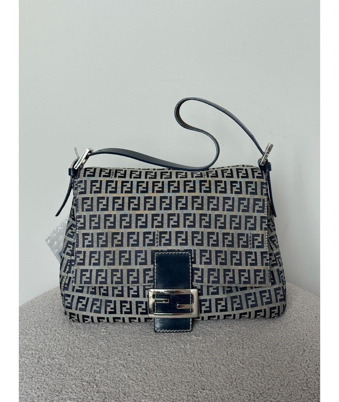 FENDI Темно-синяя жаккардовая сумка через плечо, фото 2