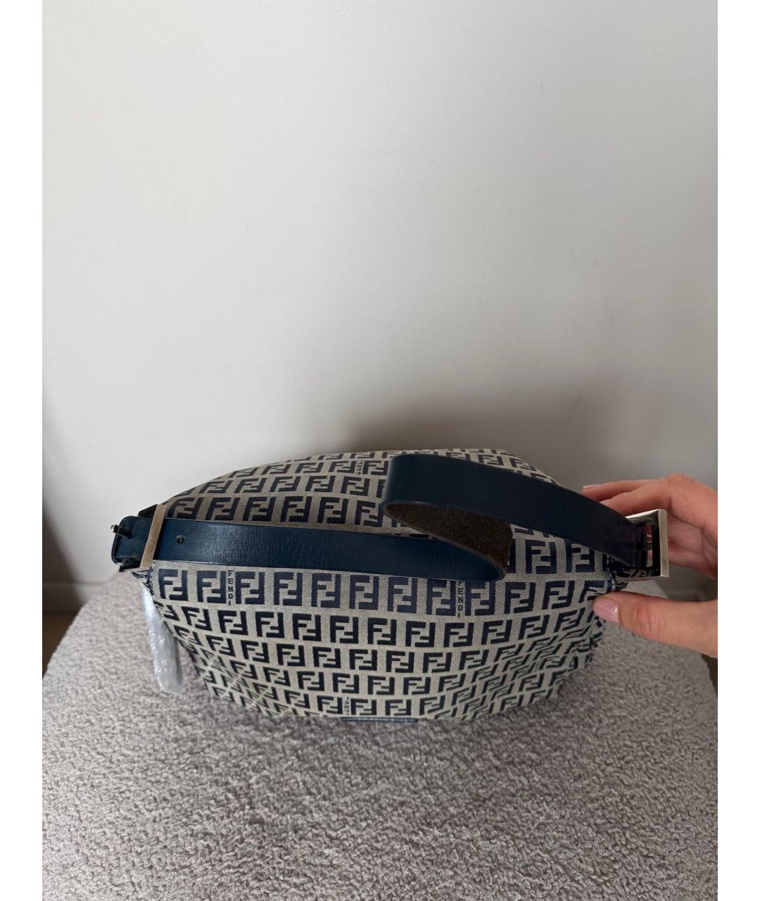 FENDI Темно-синяя жаккардовая сумка через плечо, фото 4