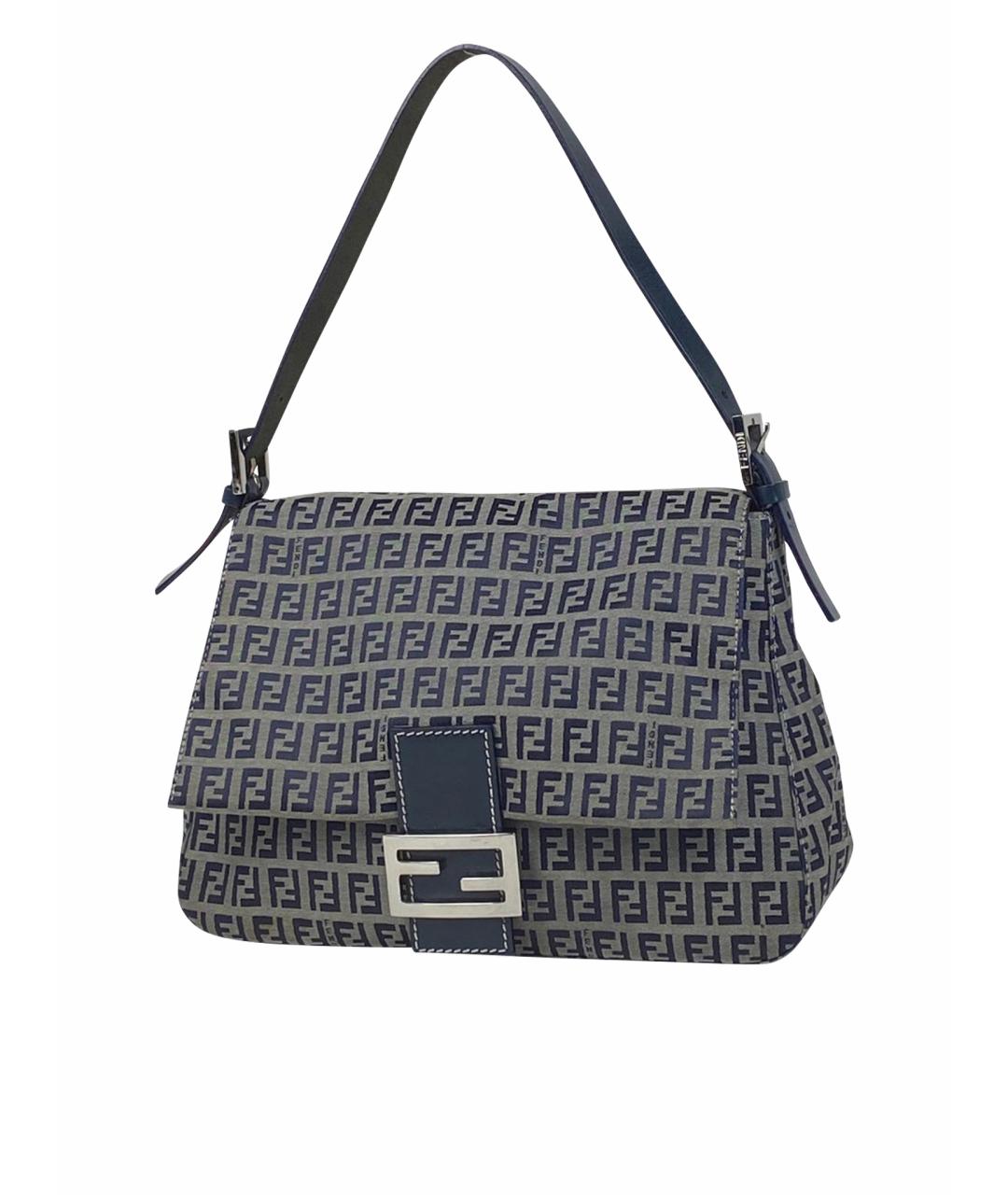 FENDI Темно-синяя жаккардовая сумка через плечо, фото 1