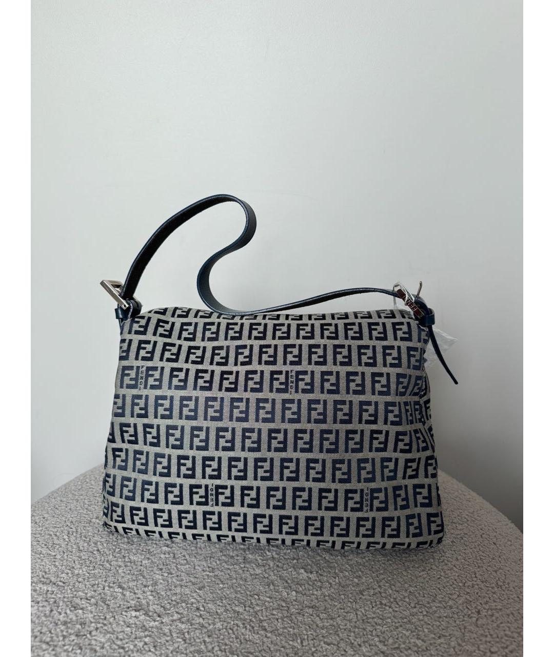 FENDI Темно-синяя жаккардовая сумка через плечо, фото 3