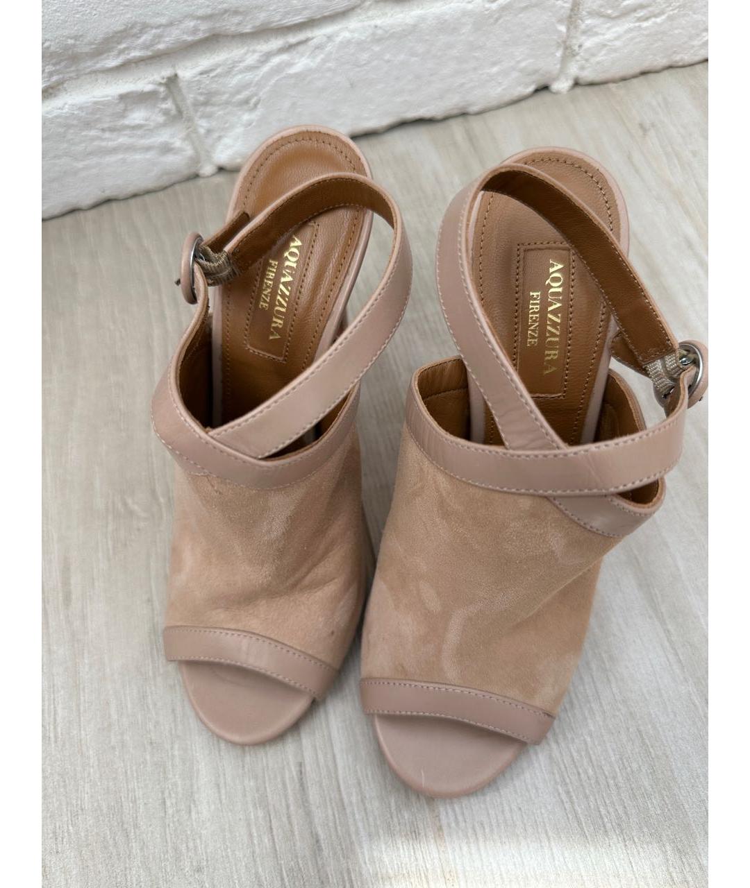 AQUAZZURA Бежевые замшевые босоножки, фото 2