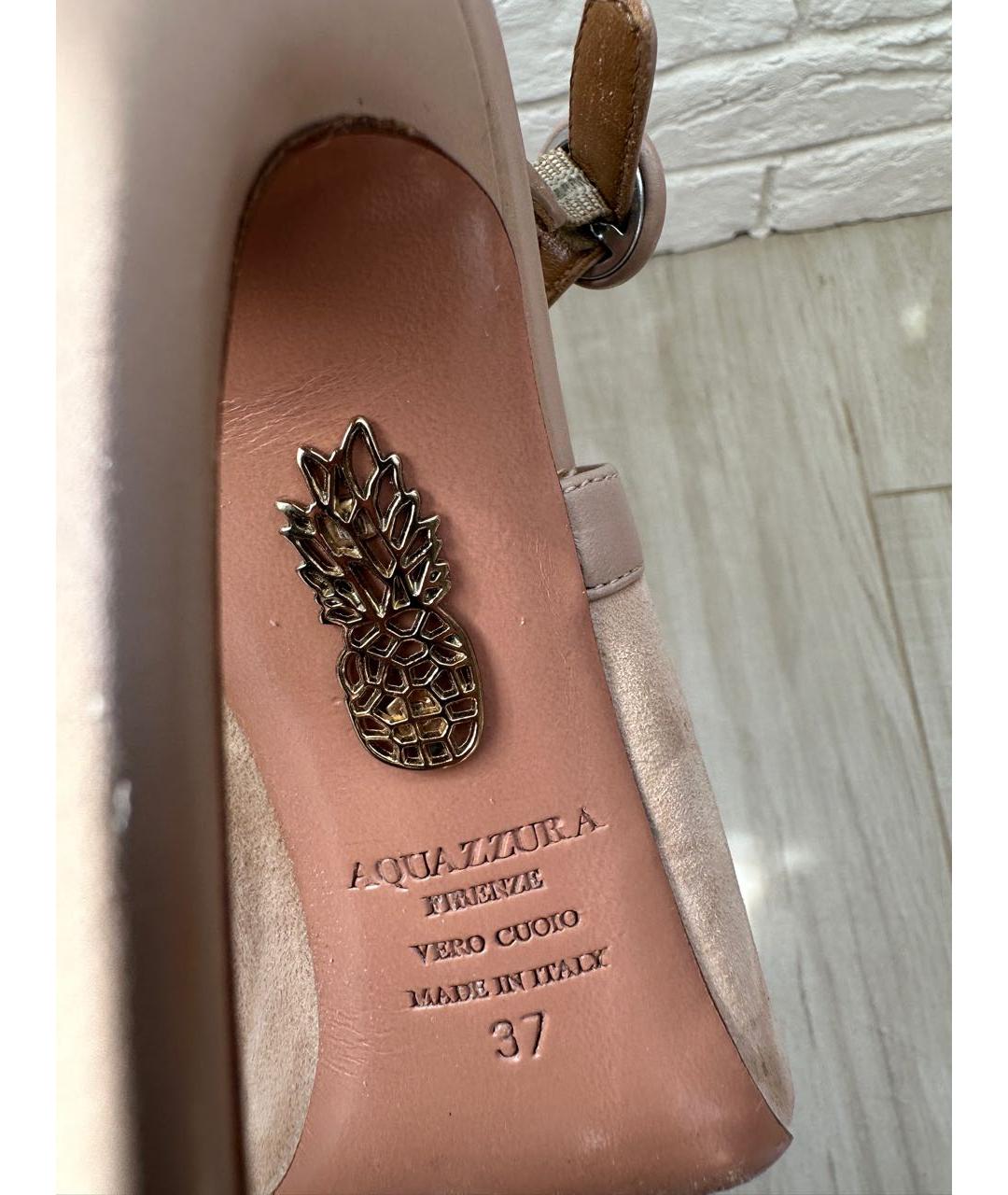 AQUAZZURA Бежевые замшевые босоножки, фото 8