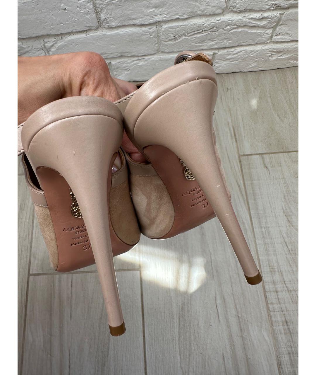 AQUAZZURA Бежевые замшевые босоножки, фото 7