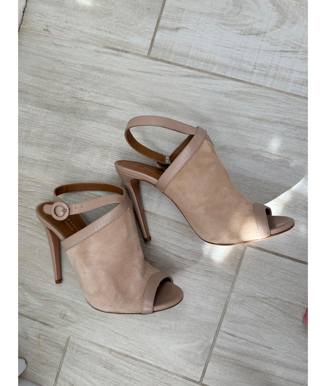 AQUAZZURA Бежевые замшевые босоножки, фото 4