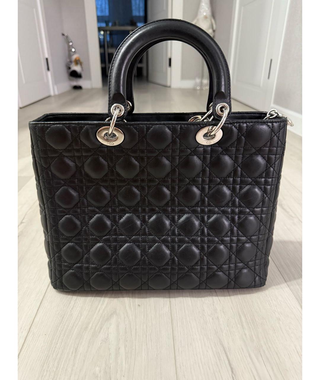 CHRISTIAN DIOR Черная кожаная сумка с короткими ручками, фото 2