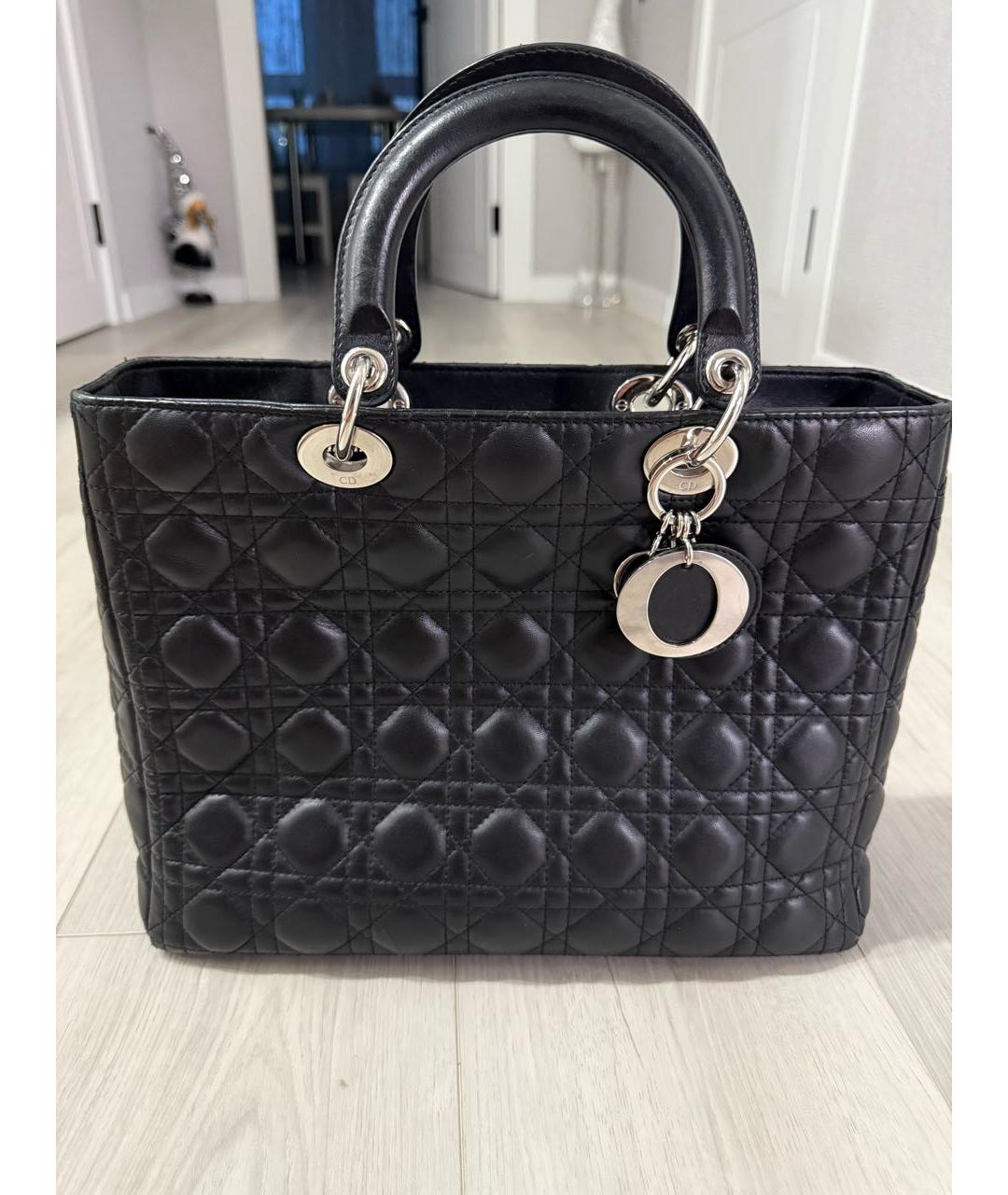 CHRISTIAN DIOR Черная кожаная сумка с короткими ручками, фото 6