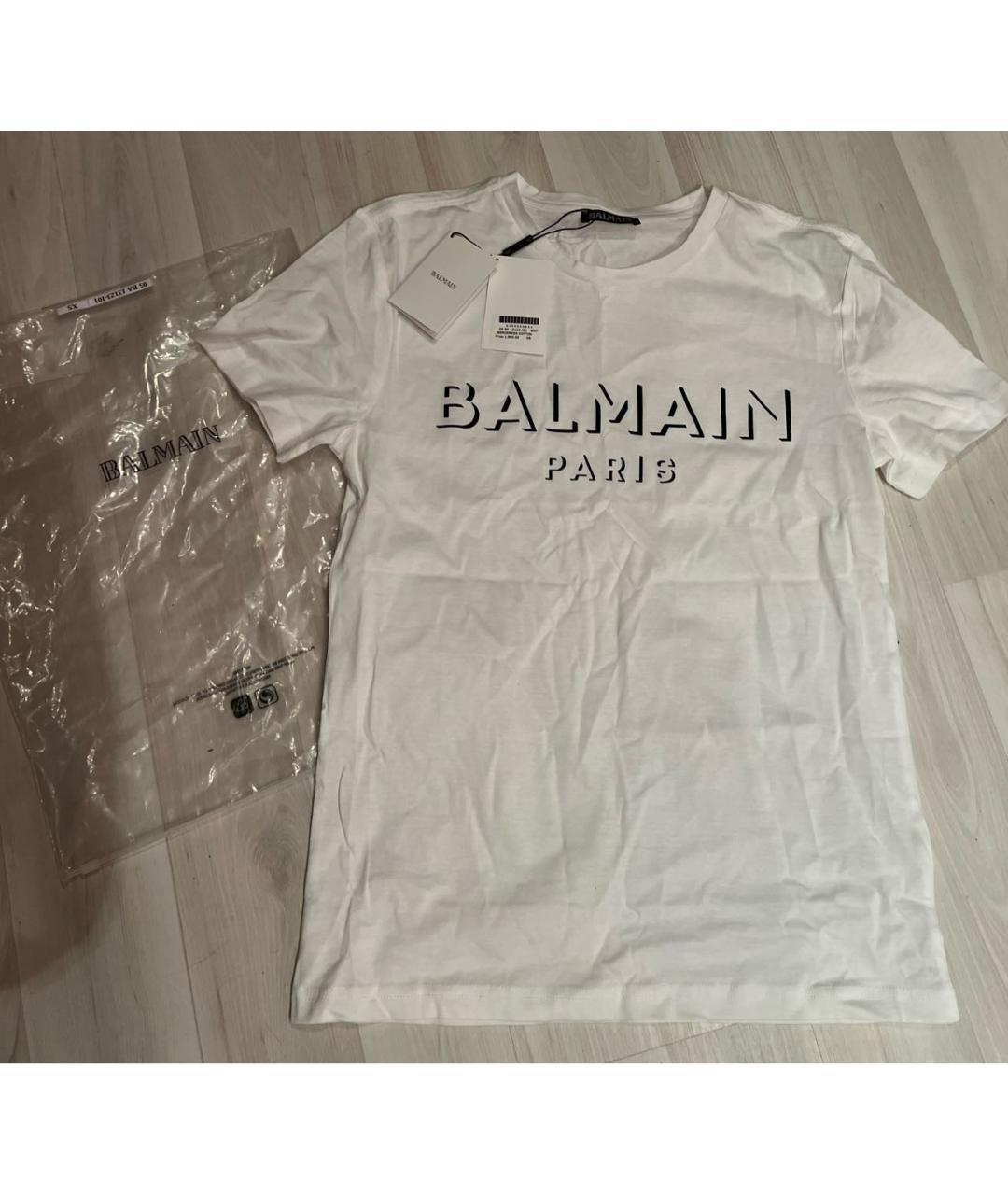 BALMAIN Белая хлопко-эластановая футболка, фото 3