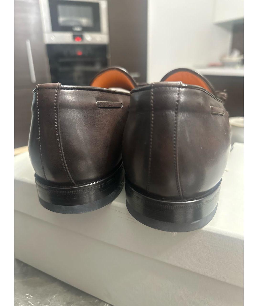 SANTONI Коричневые кожаные лоферы, фото 4