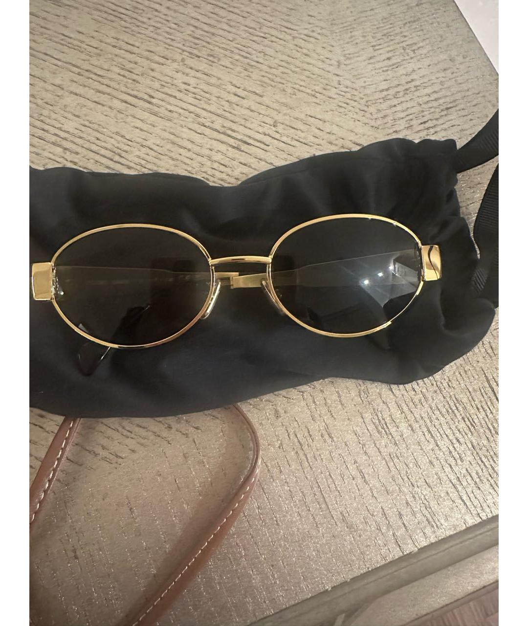 CELINE Золотые металлические солнцезащитные очки, фото 2