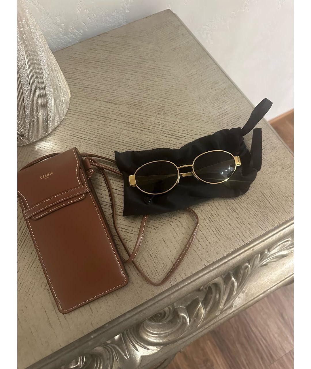 CELINE Золотые металлические солнцезащитные очки, фото 4