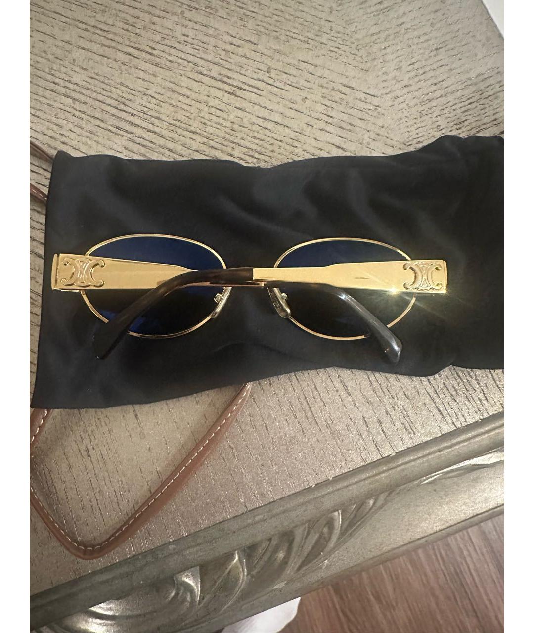 CELINE Золотые металлические солнцезащитные очки, фото 3