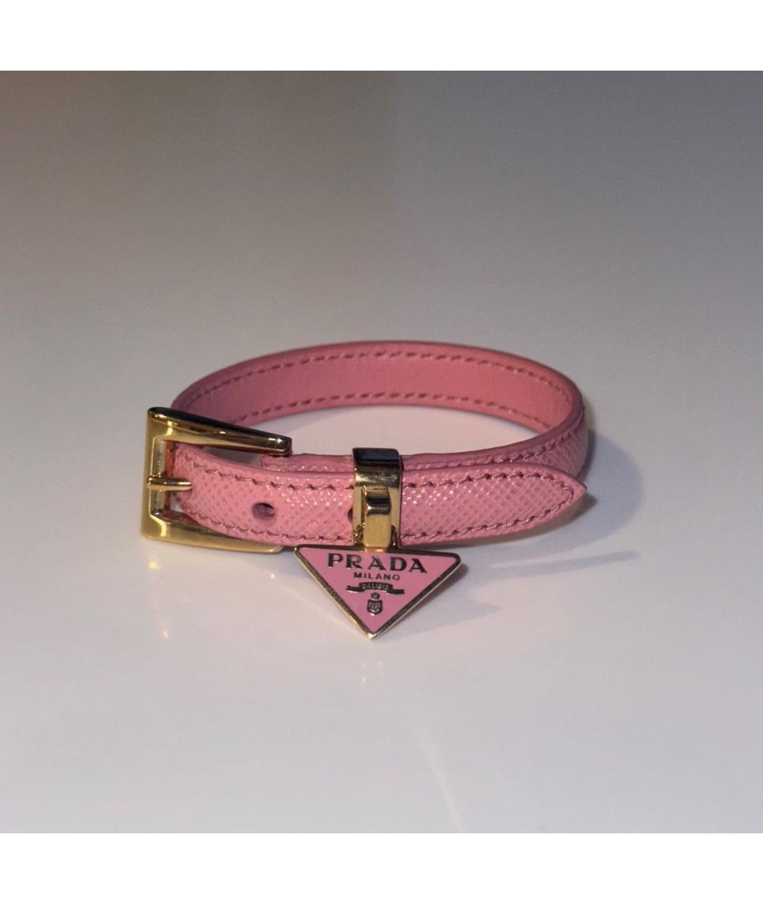 PRADA Розовый кожаный браслет, фото 6