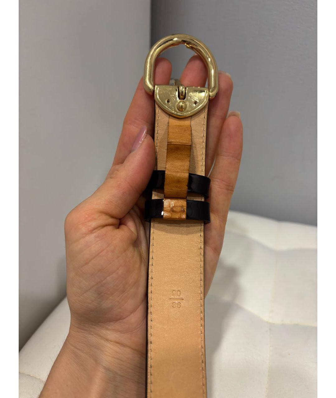 LOUIS VUITTON Бордовый ремень из лакированной кожи, фото 3