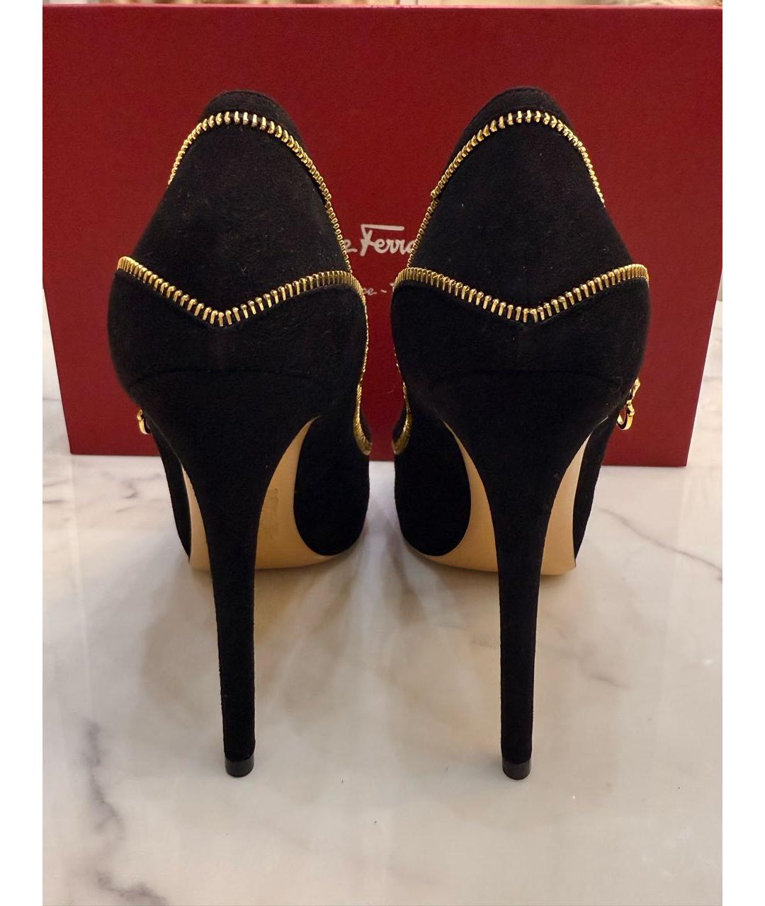 FERRAGAMO Черные замшевые туфли, фото 4