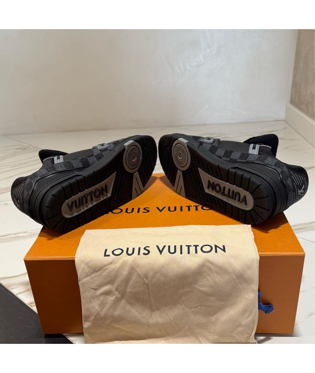 LOUIS VUITTON Черные кожаные низкие кроссовки / кеды, фото 5