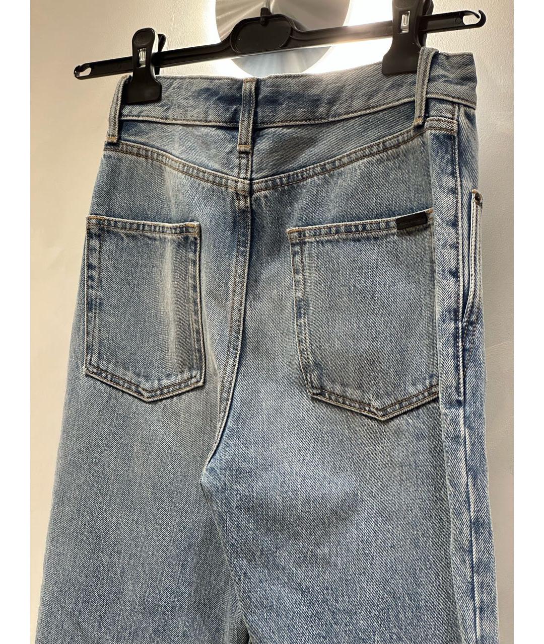 SAINT LAURENT Темно-синие хлопковые прямые джинсы, фото 5