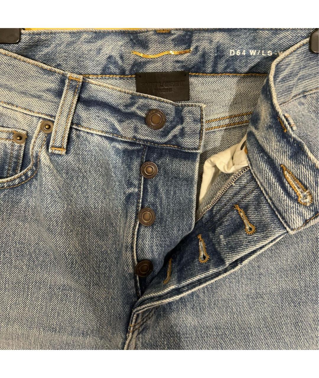 SAINT LAURENT Темно-синие хлопковые прямые джинсы, фото 4