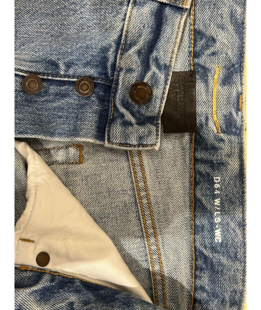 SAINT LAURENT Темно-синие хлопковые прямые джинсы, фото 3
