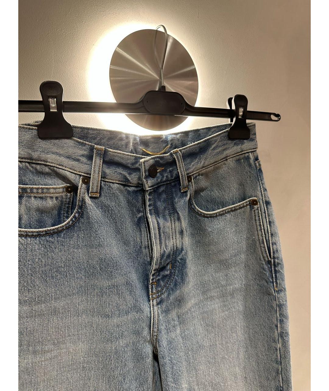 SAINT LAURENT Темно-синие хлопковые прямые джинсы, фото 6