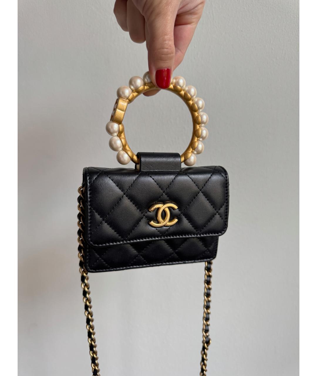 CHANEL Черная кожаная сумка через плечо, фото 2