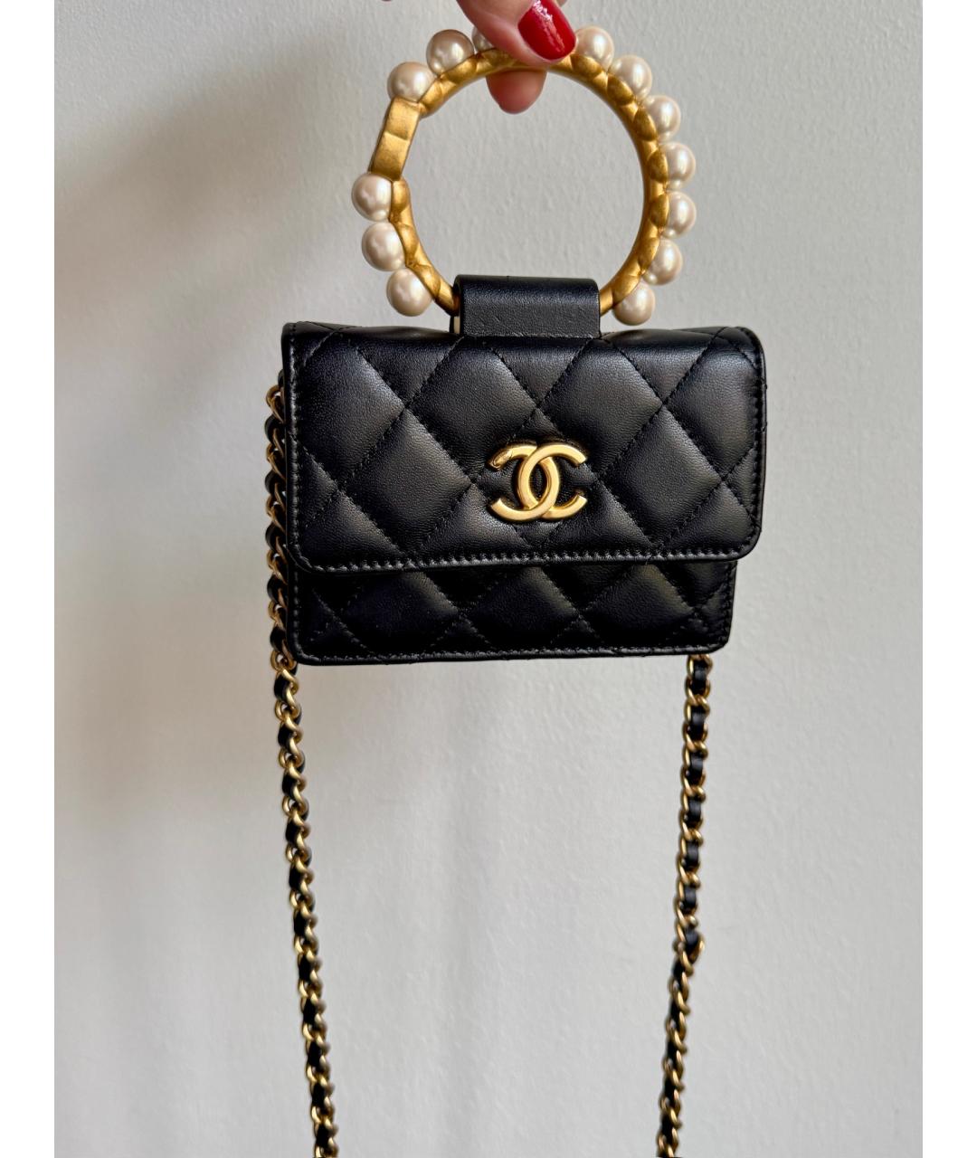 CHANEL Черная кожаная сумка через плечо, фото 5