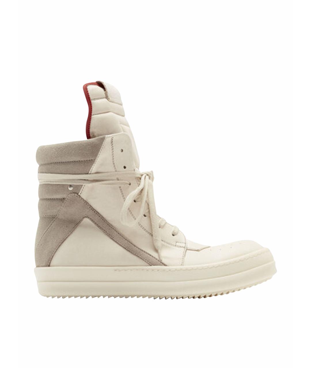 RICK OWENS Белые кожаные высокие кроссовки / кеды, фото 1