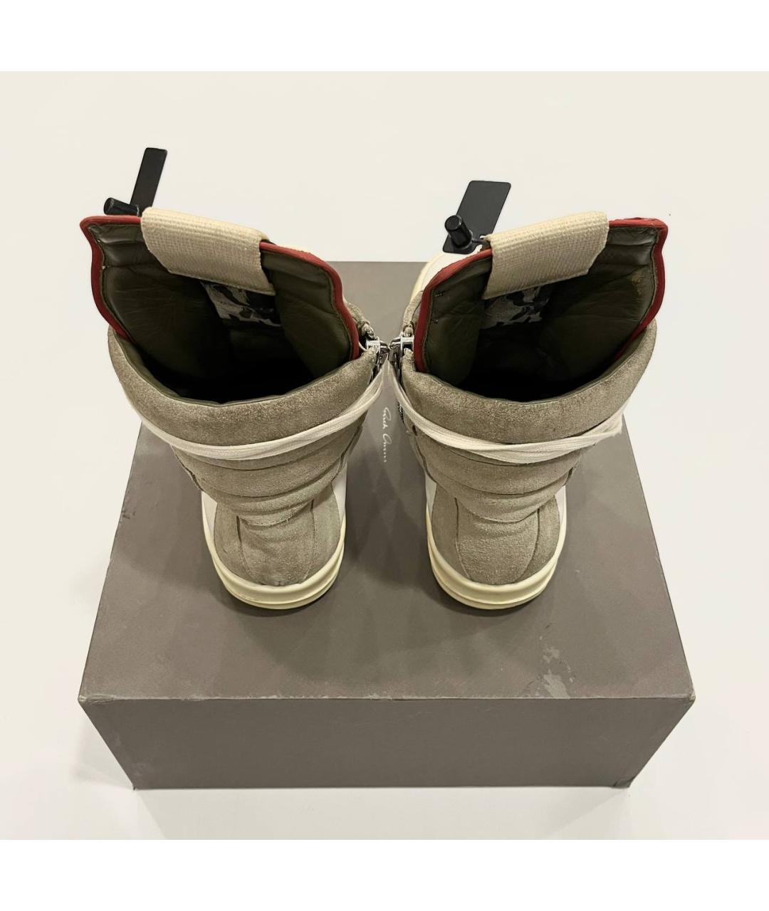 RICK OWENS Белые кожаные высокие кроссовки / кеды, фото 4