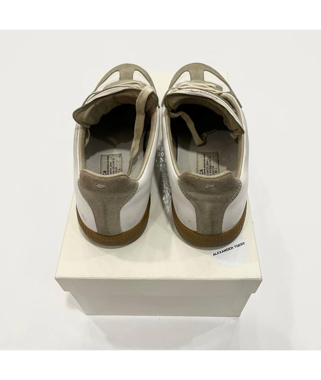 MAISON MARGIELA Белые кожаные низкие кроссовки / кеды, фото 4