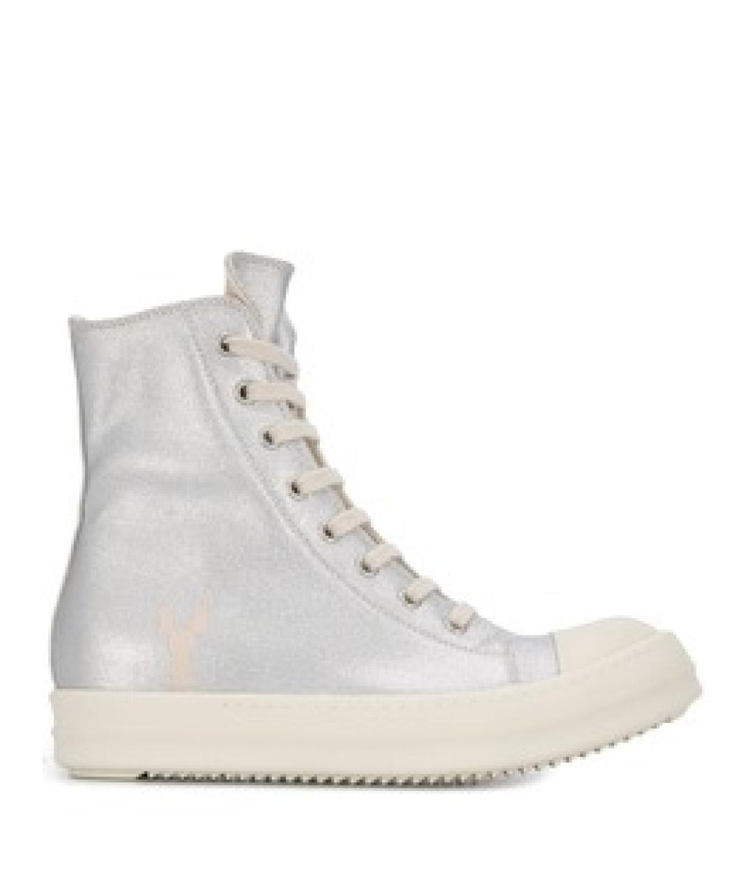 RICK OWENS DRKSHDW Серебряные текстильные кеды, фото 10