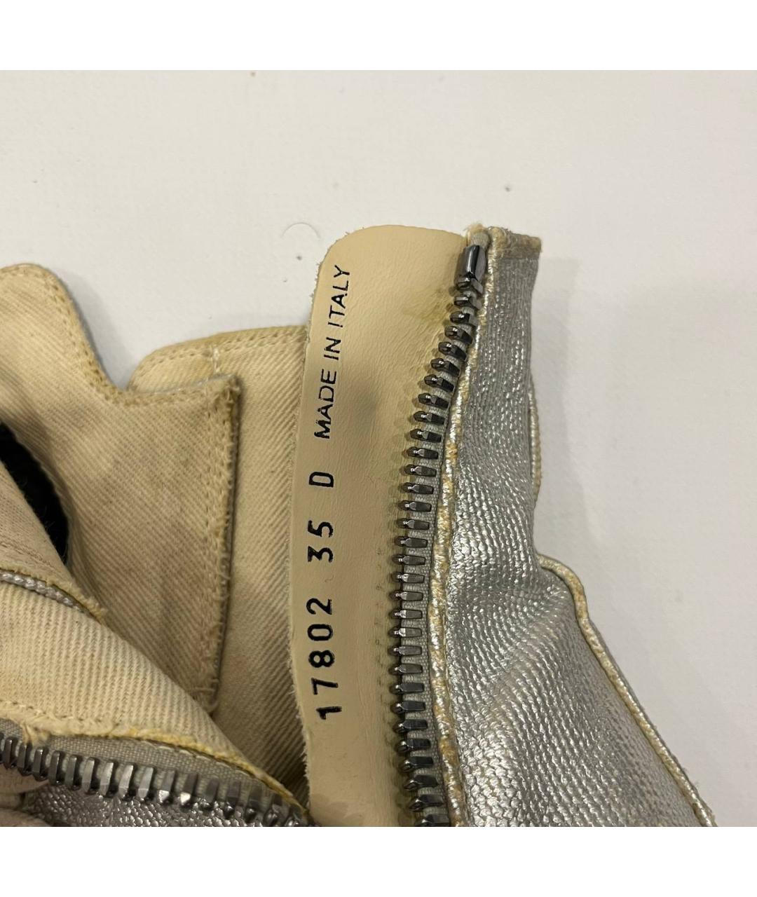 RICK OWENS DRKSHDW Серебряные текстильные кеды, фото 8