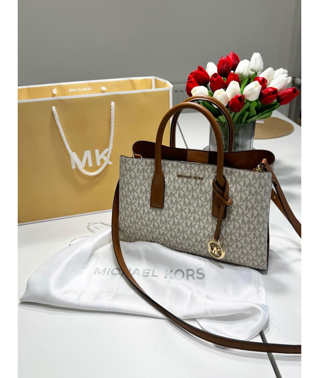 MICHAEL KORS Коричневая сумка тоут из искусственной кожи, фото 5