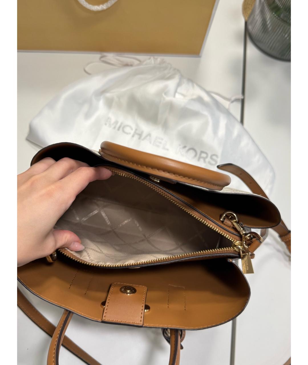MICHAEL KORS Коричневая сумка тоут из искусственной кожи, фото 7