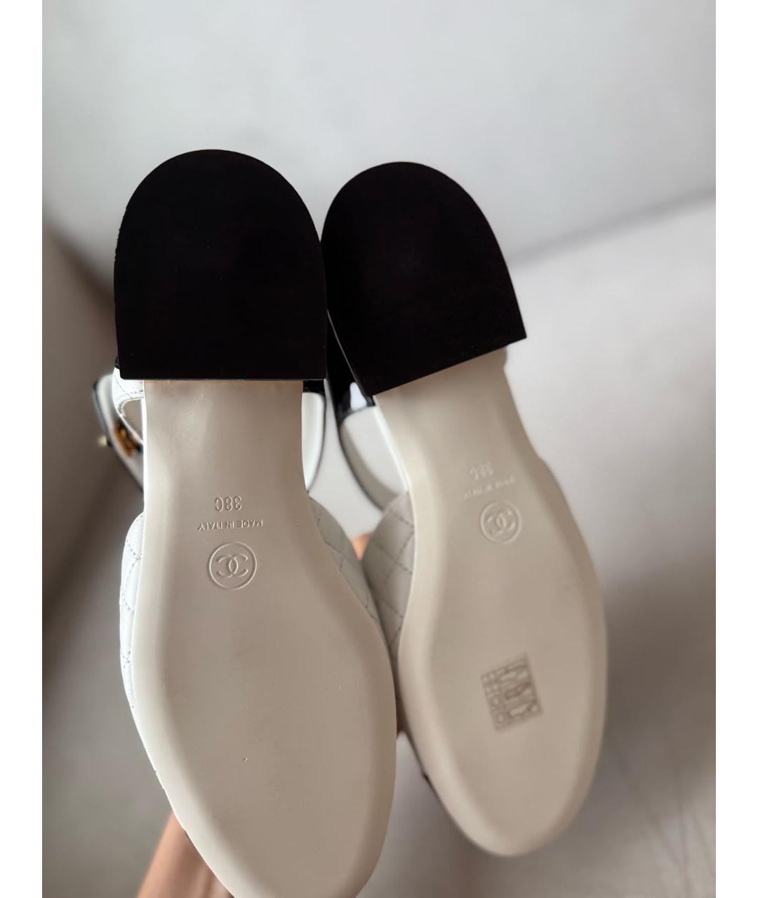 CHANEL Белые кожаные туфли, фото 4