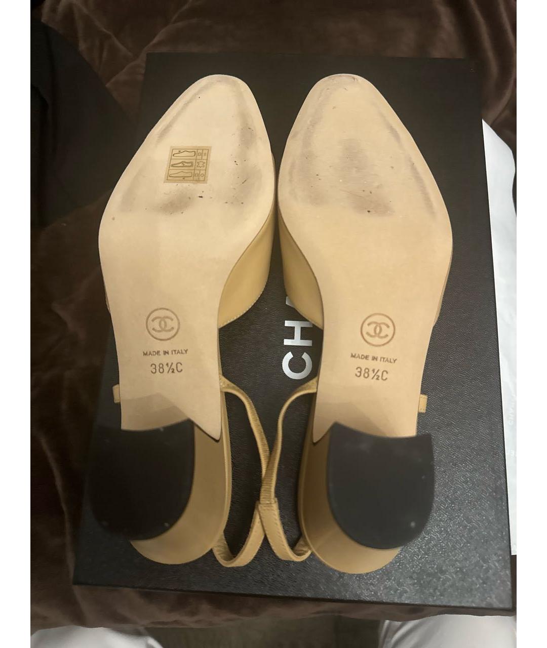CHANEL Бежевые кожаные туфли, фото 5
