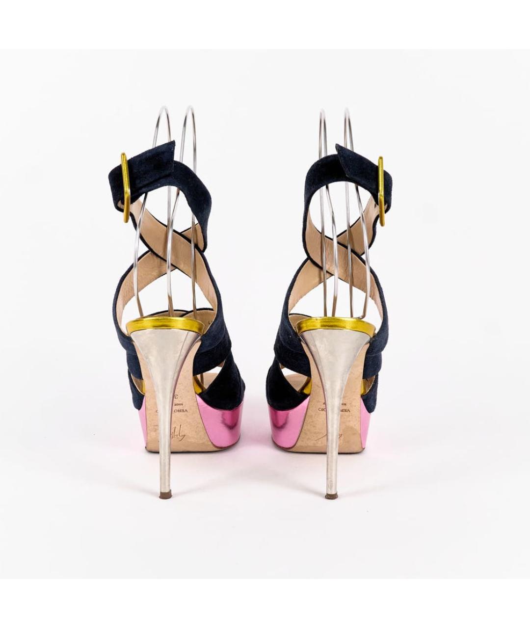 GIUSEPPE ZANOTTI DESIGN Темно-синие замшевые босоножки, фото 5