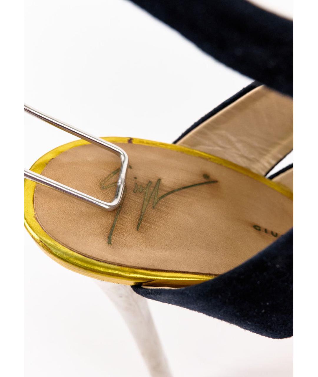 GIUSEPPE ZANOTTI DESIGN Темно-синие замшевые босоножки, фото 4