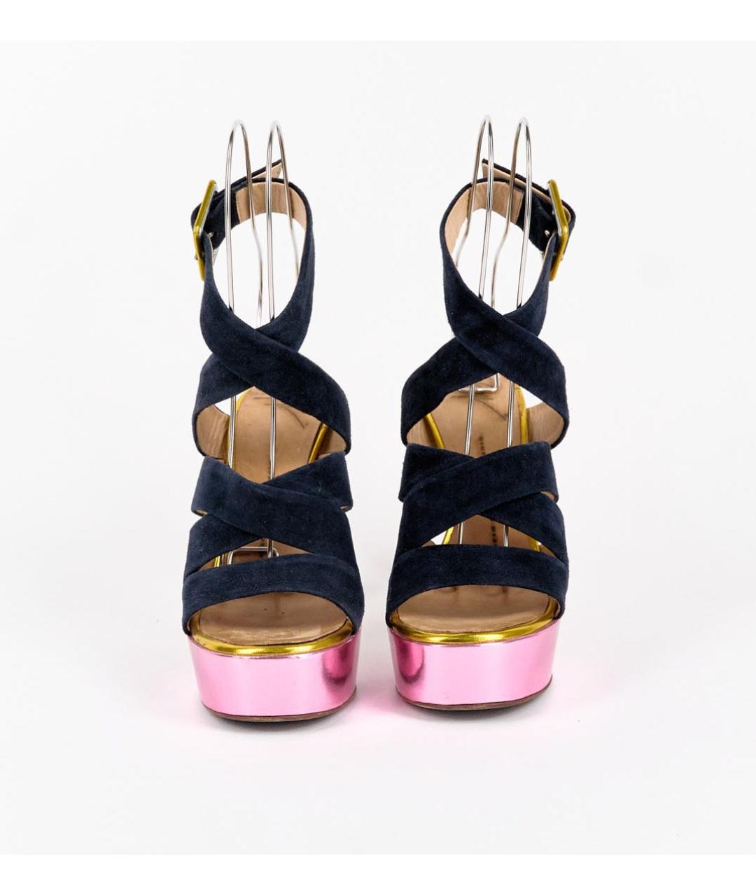 GIUSEPPE ZANOTTI DESIGN Темно-синие замшевые босоножки, фото 3